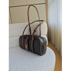 2025新款秋冬復古凱旋門老花保齡球包女手提腋下高級感拼色枕頭包