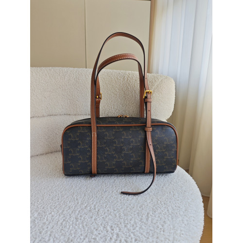 2025新款秋冬復古凱旋門老花保齡球包女手提腋下高級感拼色枕頭包