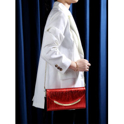 時尚真皮宴會手拿包女氣質2026新款牛皮有卡位大容量手抓包鏈條包