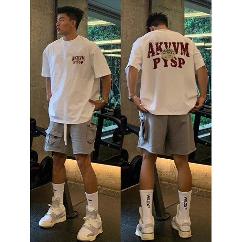 重磅純棉白色t恤短袖男生美式潮牌夏季2025新款休閒半袖寬鬆上衣