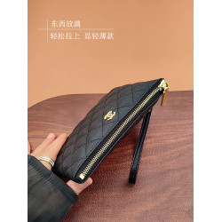 魚子醬手機手拿包女士2025新款真皮長款錢包化妝包拉鍊高級感香奶