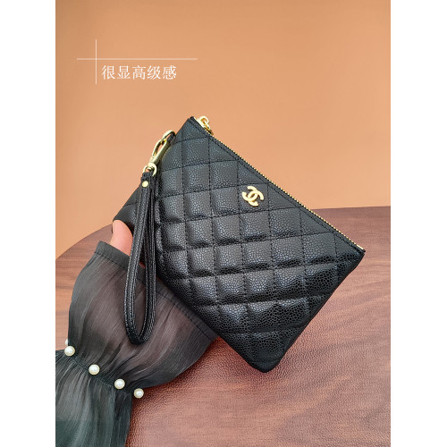 魚子醬手機手拿包女士2025新款真皮長款錢包化妝包拉鍊高級感香奶