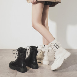 黑色馬丁靴2025年新款女秋季單靴大碼女靴41—43英倫短靴春秋鞋子