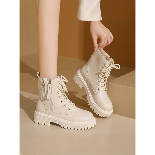 4142大碼加絨馬丁靴女2025冬季高幫保暖厚底短毛棉鞋白色拉鍊短靴 4142大碼加絨馬丁靴女2025冬季高幫保暖厚底短毛棉鞋白色拉鍊短靴