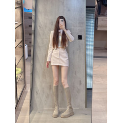 後拉鍊顯瘦長靴子女中筒秋冬平底騎士靴低跟不過膝瘦瘦靴