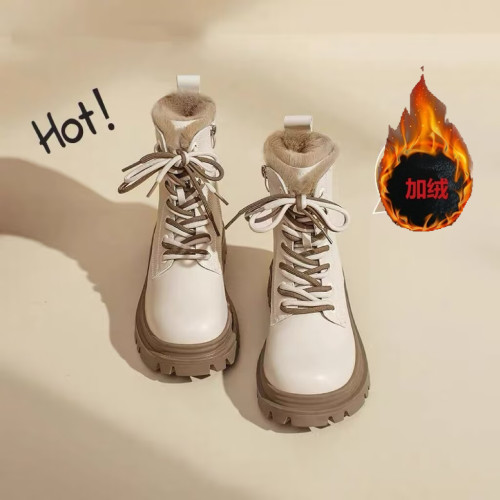 品牌加絨加厚東北雪地靴女厚底棉靴英倫風百搭冬季保暖時尚馬丁靴