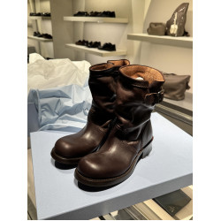 羊皮版~復古真皮厚底馬丁靴女秋2025新款堆堆中筒靴寬筒騎士短靴