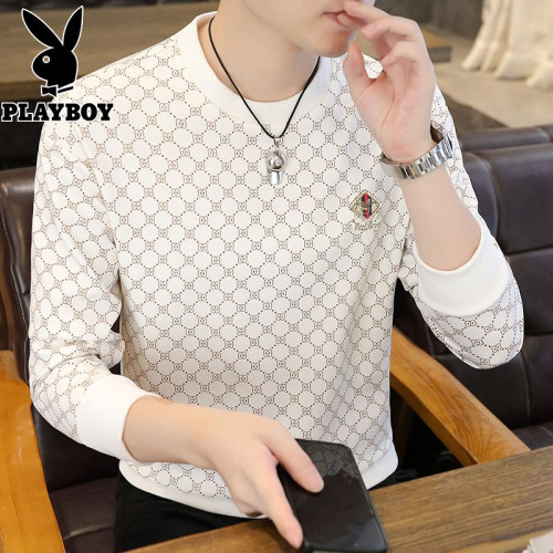 花花公子衛衣男士2026春秋新款圓領長袖t恤男潮流休閒打底衫上衣