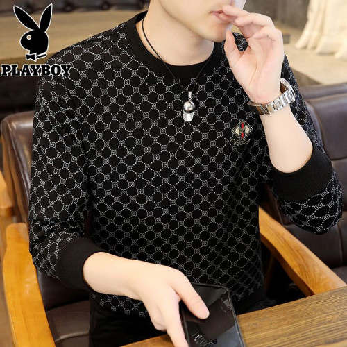 花花公子衛衣男士2026春秋新款圓領長袖t恤男潮流休閒打底衫上衣