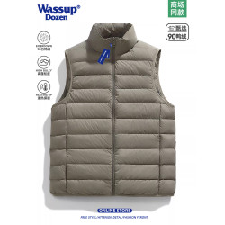 WASSUP DOZEN排骨輕薄男羽絨馬甲立領無袖修身透氣坎肩外套羽絨服