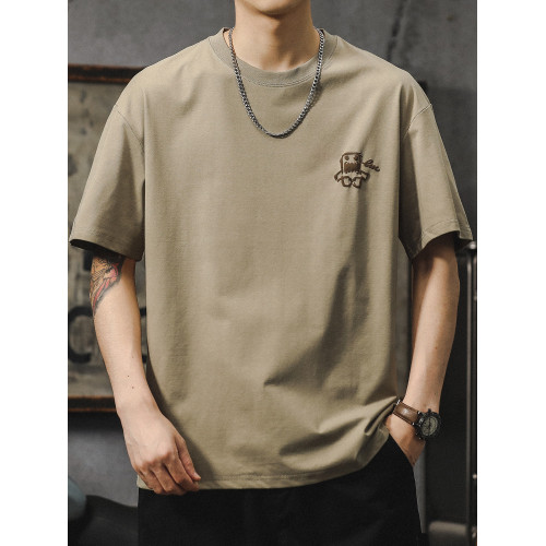 日系短袖男夏季重磅寬鬆大碼涼感冰絲t恤百搭圓領半袖印花體恤潮 日系短袖男夏季重磅寬鬆大碼涼感冰絲t恤百搭圓領半袖印花體恤潮