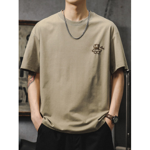 日系短袖男夏季重磅寬鬆大碼涼感冰絲t恤百搭圓領半袖印花體恤潮 日系短袖男夏季重磅寬鬆大碼涼感冰絲t恤百搭圓領半袖印花體恤潮