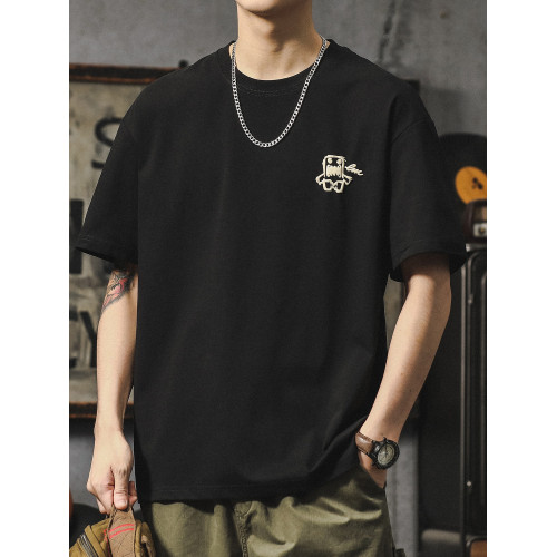 日系短袖男夏季重磅寬鬆大碼涼感冰絲t恤百搭圓領半袖印花體恤潮 日系短袖男夏季重磅寬鬆大碼涼感冰絲t恤百搭圓領半袖印花體恤潮