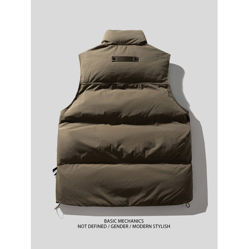 白鴨絨立領潮牌羽絨馬甲男冬季加厚保暖背心情侶馬夾機能工裝外套