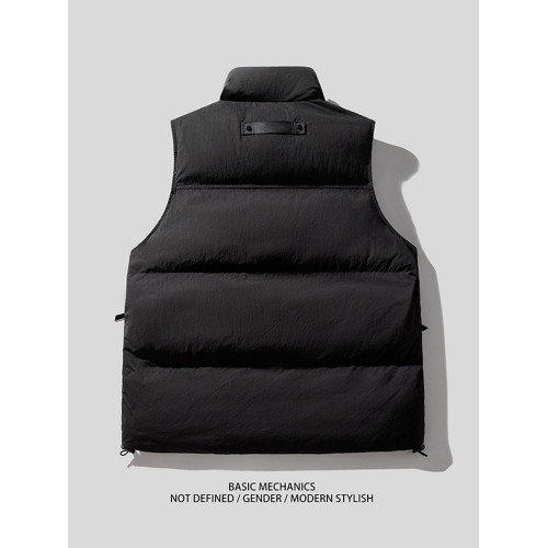 白鴨絨立領潮牌羽絨馬甲男冬季加厚保暖背心情侶馬夾機能工裝外套