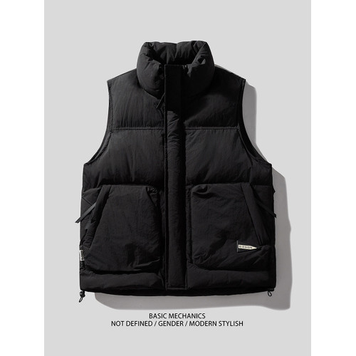 白鴨絨立領潮牌羽絨馬甲男冬季加厚保暖背心情侶馬夾機能工裝外套