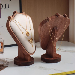 胡桃木紋項鍊展示架模特項鍊架首飾品櫥窗展示道具首飾展示架陳列