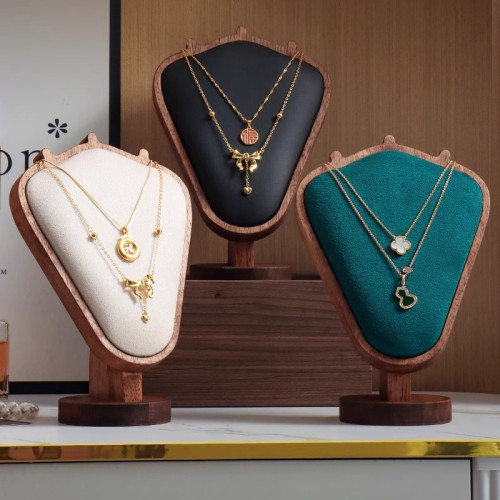 胡桃木紋項鍊展示架模特項鍊架首飾品櫥窗展示道具首飾展示架陳列