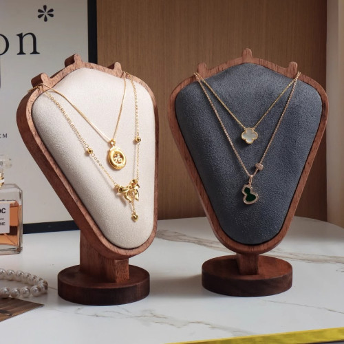 胡桃木紋項鍊展示架模特項鍊架首飾品櫥窗展示道具首飾展示架陳列