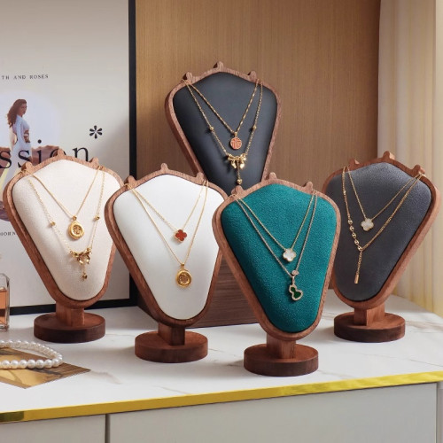 胡桃木紋項鍊展示架模特項鍊架首飾品櫥窗展示道具首飾展示架陳列
