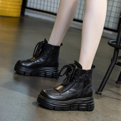 萬達品牌撤櫃真皮馬丁靴女2025冬新款加絨保暖棉靴防滑厚底雪地靴