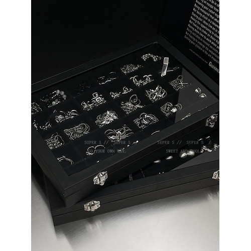 高級感大容量絲絨透明首飾盒項鍊戒指耳環防氧化防塵收納盒飾品盒