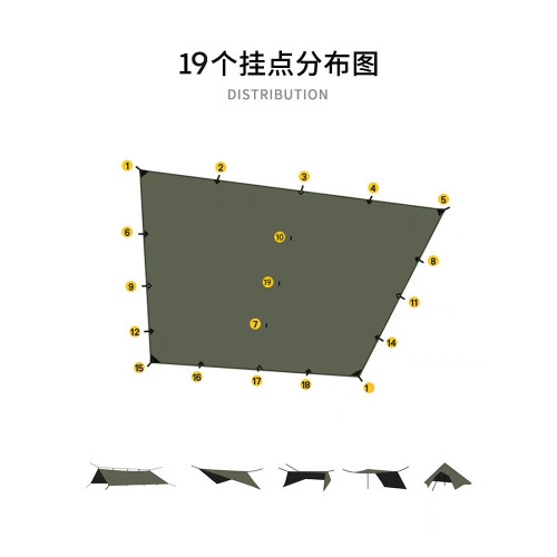 19掛點多功能天幕戶外露營沙灘超大超輕塗銀防曬紫外線帳篷