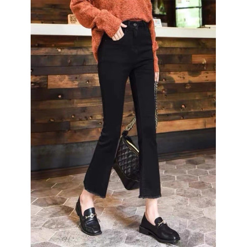 黑色微喇牛仔褲女2026春秋新款小個子女士八九分秋冬加絨喇叭褲子 黑色微喇牛仔褲女2026春秋新款小個子女士八九分秋冬加絨喇叭褲子