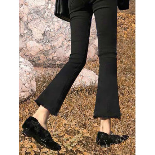 黑色微喇牛仔褲女2026春秋新款小個子女士八九分秋冬加絨喇叭褲子 黑色微喇牛仔褲女2026春秋新款小個子女士八九分秋冬加絨喇叭褲子