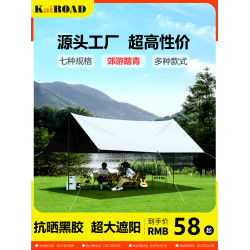 黑膠天幕帳篷戶外加厚防曬塗層蝶形遮陽棚野營可攜式全套露營裝備YO