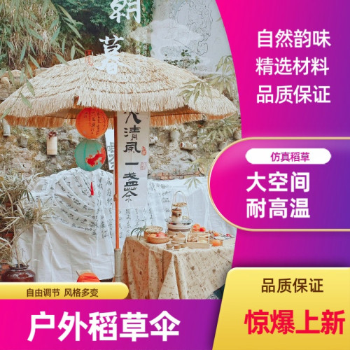 夏季戶外稻草傘民宿庭院茅草傘遮陽傘仿真露營庭院氛圍造景花園傘