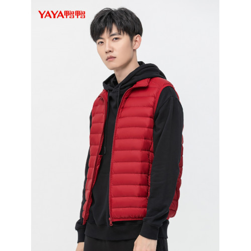 鴨鴨男士羽絨馬甲輕薄外穿2025年新款時尚潮流立領背心馬夾外套