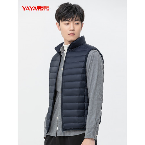 鴨鴨男士羽絨馬甲輕薄外穿2025年新款時尚潮流立領背心馬夾外套