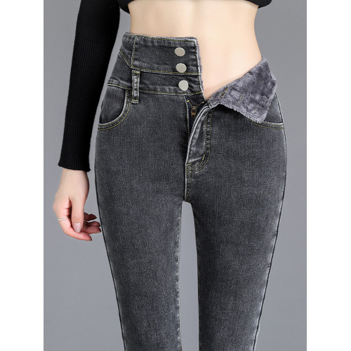 2025年修身顯瘦秋冬女褲超高腰加絨牛仔褲女彈力緊身鉛筆小腳褲子 2025年修身顯瘦秋冬女褲超高腰加絨牛仔褲女彈力緊身鉛筆小腳褲子