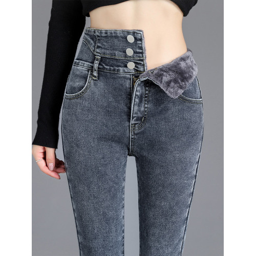 2025年修身顯瘦秋冬女褲超高腰加絨牛仔褲女彈力緊身鉛筆小腳褲子 2025年修身顯瘦秋冬女褲超高腰加絨牛仔褲女彈力緊身鉛筆小腳褲子