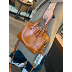 氣質女士新款真皮波士頓枕頭包女斜後後背包質感洋氣植鞣頭層牛皮女包