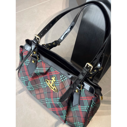 西西西土星托特包女中古款格紋腋下包女高級感2026新款保齡球包