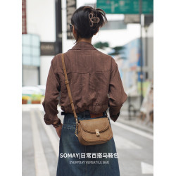 馬鞍包包女士2026新款超火百搭單肩斜後後背包高級感小衆設計手提女包