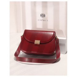 GXFMOD 新品原創牛皮馬鞍包2025流行紅色本命年女包ins單肩斜後後背包