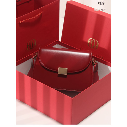 GXFMOD 新品原創牛皮馬鞍包2025流行紅色本命年女包ins單肩斜後後背包