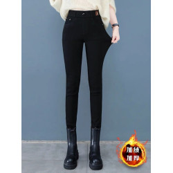 加絨加厚松緊腰休閒小腳打底褲女秋冬季2025今年新款流行鉛筆褲子