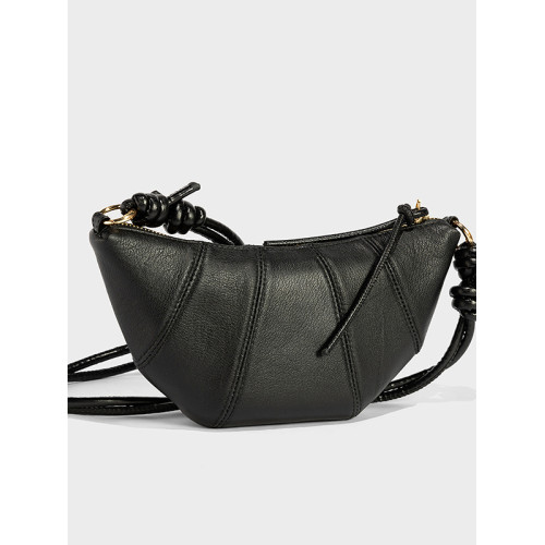 牛角包女頭層軟牛皮2025新款餃子包時尚百搭復古斜背單肩包手機包