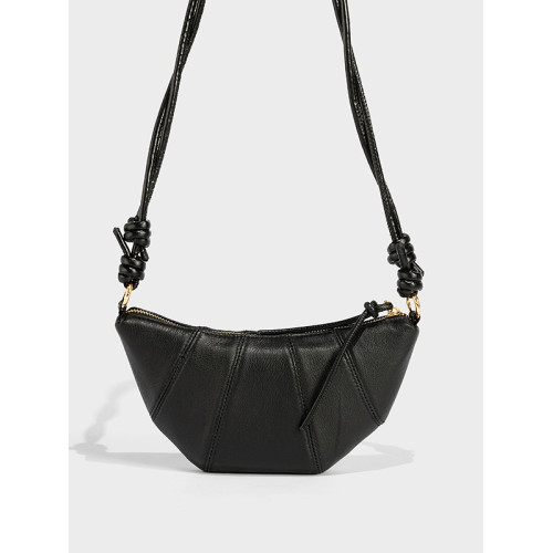 牛角包女頭層軟牛皮2025新款餃子包時尚百搭復古斜背單肩包手機包