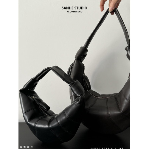 牛角包羊角包SANHE韓系小衆包女羊皮可頌休閒通勤餃子單肩腋下包