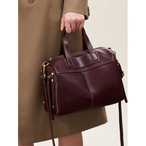 真皮包包2025新款時尚大容量通勤手提包波士頓單肩斜後後背包休閒女包