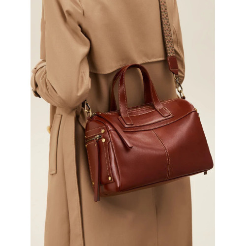 真皮包包2025新款時尚大容量通勤手提包波士頓單肩斜後後背包休閒女包