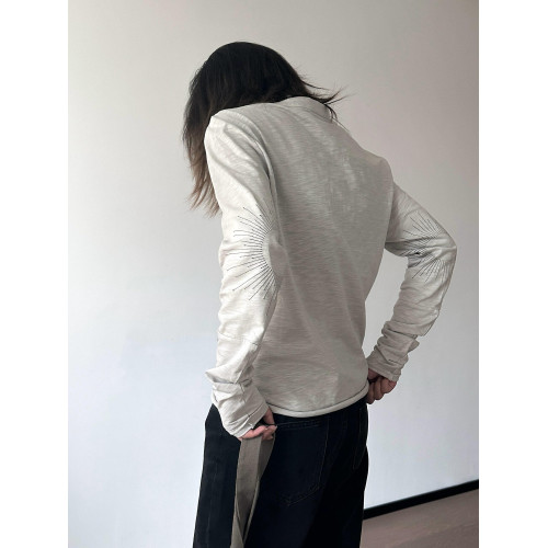 美式亨利領cleanfit刺綉內搭彎刀長袖T恤男春秋季修身衛衣打底衫