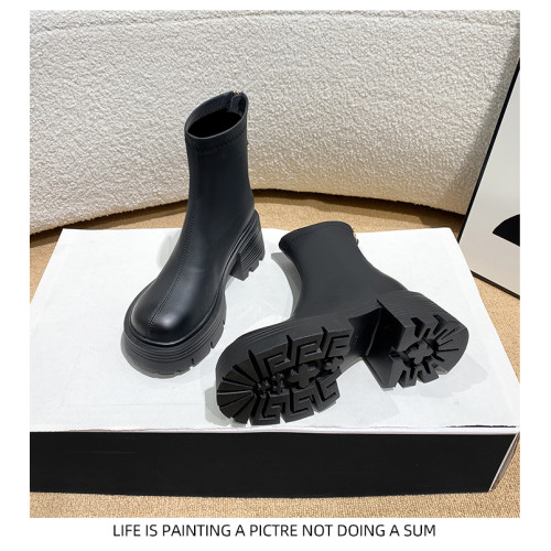 增高小個子短靴女款2025新款秋冬款內增高靴子厚底瘦瘦靴高跟短靴