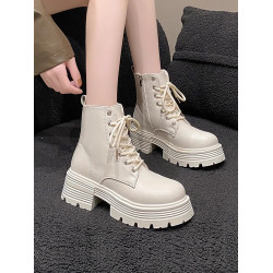 厚底馬丁靴女款2026新款秋冬加絨棉靴英倫風短靴軟底防滑瘦瘦靴