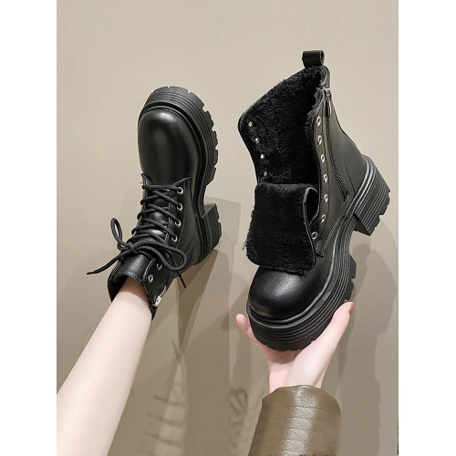 厚底馬丁靴女款2026新款秋冬加絨棉靴英倫風短靴軟底防滑瘦瘦靴 厚底馬丁靴女款2026新款秋冬加絨棉靴英倫風短靴軟底防滑瘦瘦靴